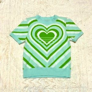 SO Green Crop Top Short Sleeve Heart Womens Medium (UNUSED)